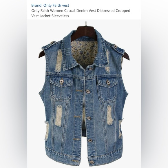 Women's Blue Denim Vest - Picture 1 of 10